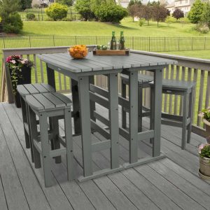 Hart Lane 6 Pc Recycled Plastic Bar Height Dining Set in Coastal Teak by Lakeview Outdoor Designs