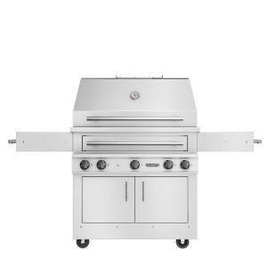 Kalamazoo K750HT Hybrid Fire Three Burner Marine Grade Freestanding Natural Gas Grill W/ Two Meat & One Plancha Grill Surface Grates