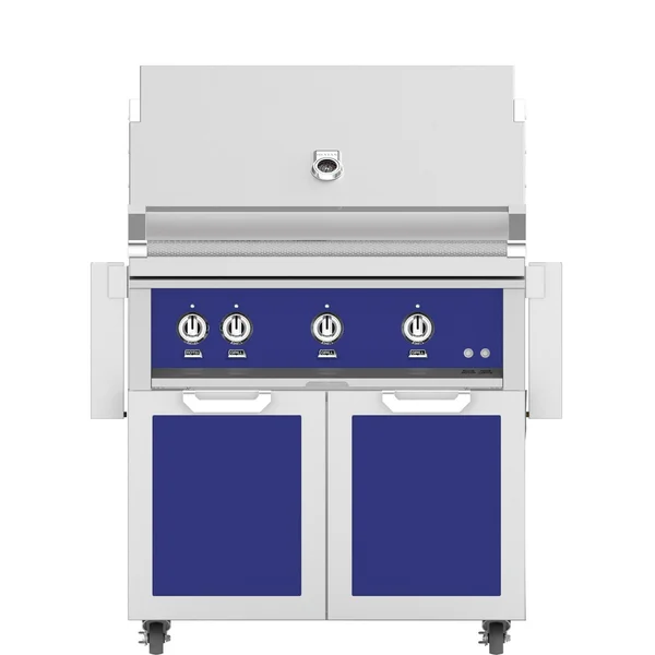 Hestan 36-Inch Natural Gas Grill W/ Sear Burner & Rotisserie On Double Door Tower Cart - Prince - GMBR36-NG-BU