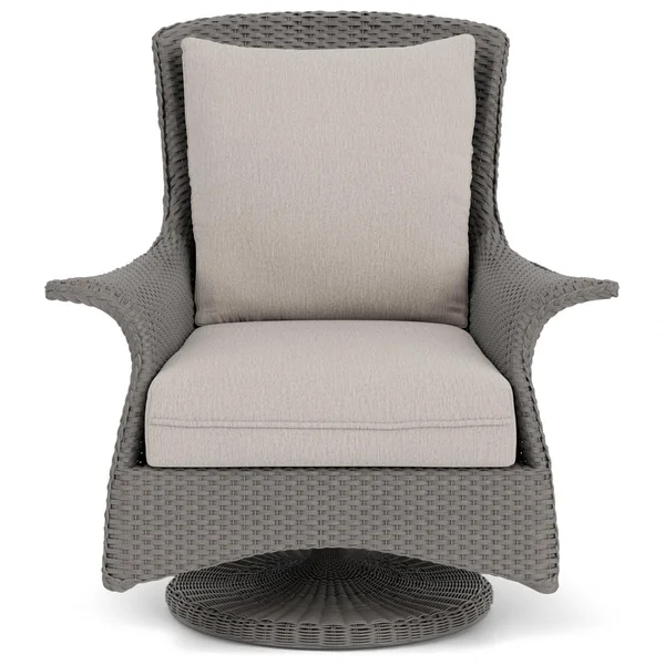 Mandalay Lloyd Loom Swivel Rocker Club Chair in Pewter/Remy Cloud by Lloyd Flanders