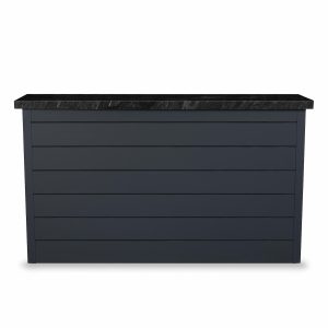 BBQGuys Signature 72 Inch 360 Degree Swivel Outdoor TV Lift Cabinet | Asphalt Gray w/ Black Granite