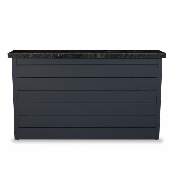 BBQGuys Signature 72 Inch 360 Degree Swivel Outdoor TV Lift Cabinet | Asphalt Gray w/ Black Granite