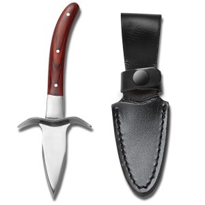 Outset Oyster Knife W/ Pakka Wood Handle, Full Tang Stainless Steel Blade & Case - 76468