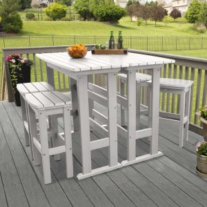 Hart Lane 6 Pc Recycled Plastic Bar Height Dining Set in White by Lakeview Outdoor Designs