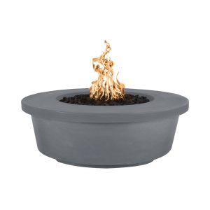 Tempe 48 Inch Round GFRC Natural Gas Fire Pit w/ Glow Plug in Gray by The Outdoor Plus