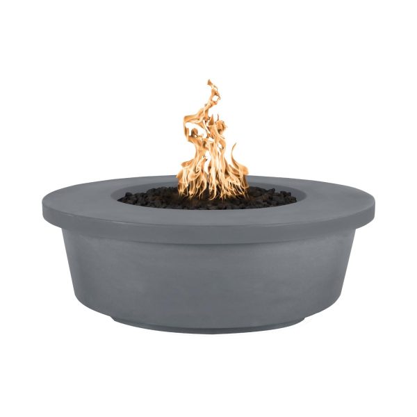 Tempe 48 Inch Round GFRC Natural Gas Fire Pit w/ Glow Plug in Gray by The Outdoor Plus