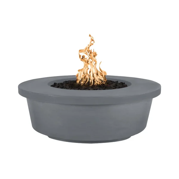 Tempe 48 Inch Round GFRC Natural Gas Fire Pit w/ Glow Plug in Gray by The Outdoor Plus