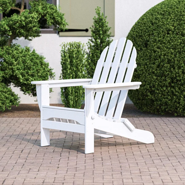 Classic Adirondack Recycled Plastic Folding Adirondack in White by POLYWOOD