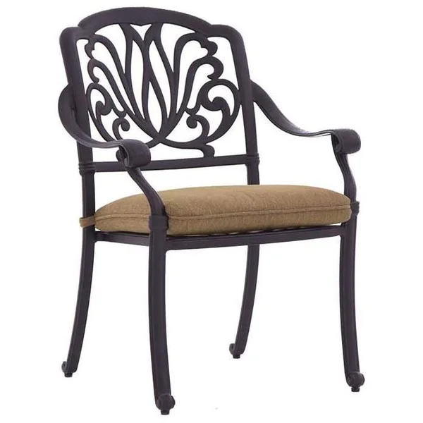 Elisabeth Cast Aluminum Dining Chair in Antique Bronze/Sesame by Darlee