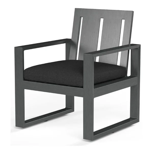 Redondo Aluminum Dining Arm Chair w/ No Welt in Slate/Spectrum Carbon by Sunset West