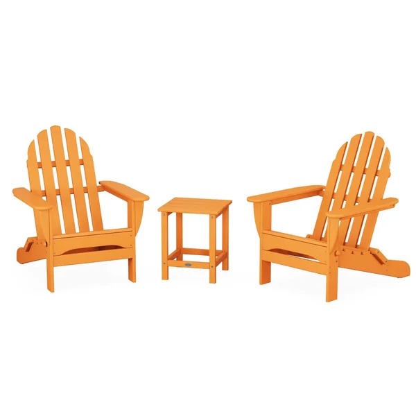 Classic Adirondack 3 Pc Recycled Plastic Seating Set in Tangerine by POLYWOOD