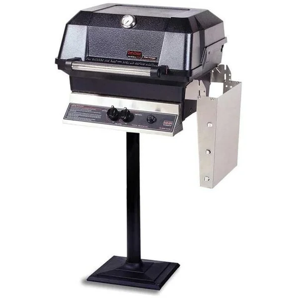 MHP JNR4DD Propane Gas Grill With Stainless Steel Shelves And SearMagic Grids On Bolt Down Post