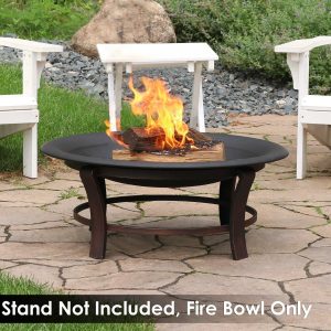 39 Inch Round Steel Wood-Burning Fire Bowl in Black by Ultimate Patio