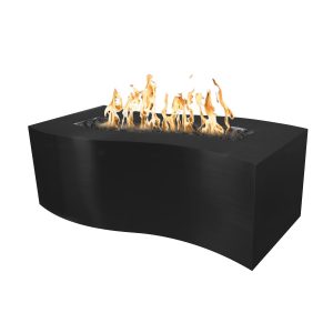 Billow 60 Inch Rectangular Powder Coated Steel Propane Fire Pit w/ Glow Plug in Black by The Outdoor Plus