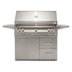 Alfresco ALXE 42-Inch Freestanding Natural Gas Grill On Refrigerated Cart With Rotisserie in Signal Gray - ALXE-42RFG-NG-S7004
