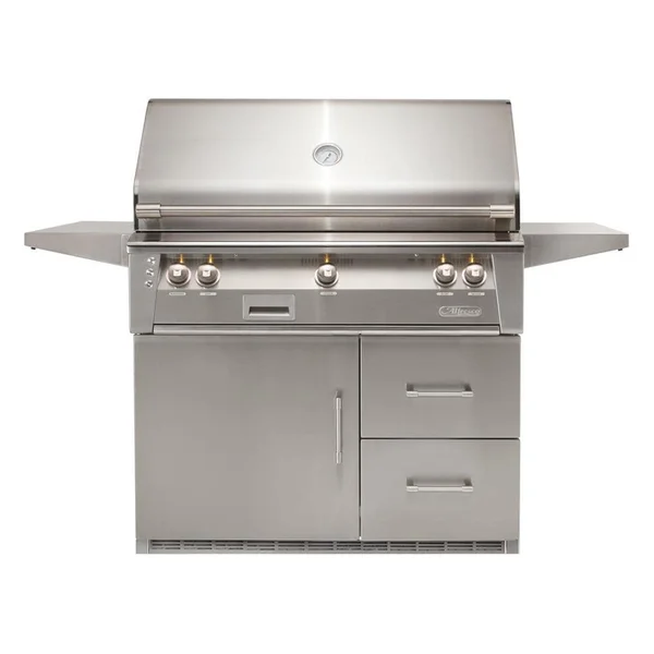 Alfresco ALXE 42-Inch Freestanding Natural Gas Grill On Refrigerated Cart With Sear Zone And Rotisserie in Signal Gray - ALXE-42SZRFG-NG-S7004