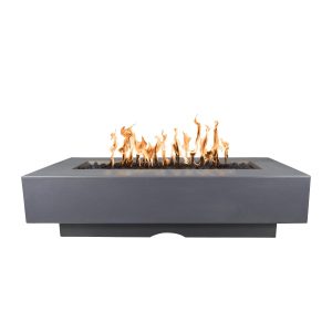 Del Mar 60 Inch Rectangular GFRC Natural Gas Fire Pit w/ Glow Plug in Gray by The Outdoor Plus