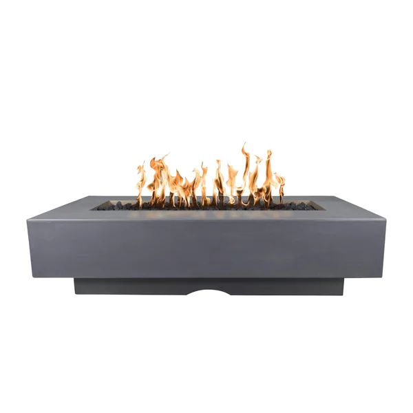 Del Mar 48 Inch Rectangular GFRC Natural Gas Fire Pit w/ Glow Plug in Gray by The Outdoor Plus