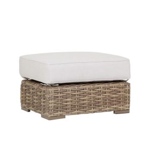 Havana Wicker Ottoman in Aged Tobacco/Canvas Flax by Sunset West