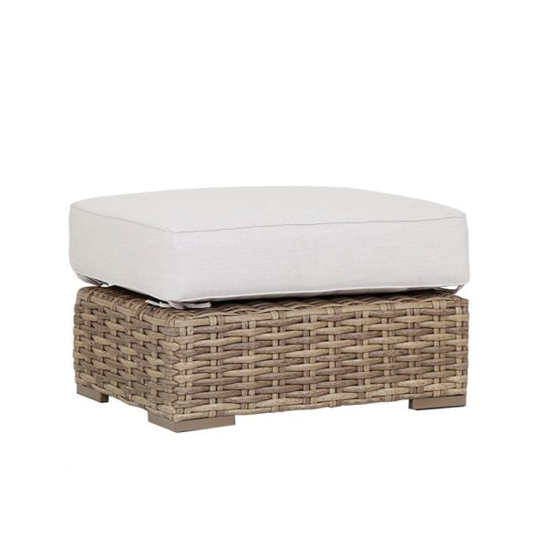Havana Wicker Ottoman in Aged Tobacco/Canvas Flax by Sunset West