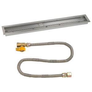 BBQGuys Signature 48 X 6 Inch Stainless Steel Linear Drop-In Fire Pit Pan with Match Light Kit - Natural Gas