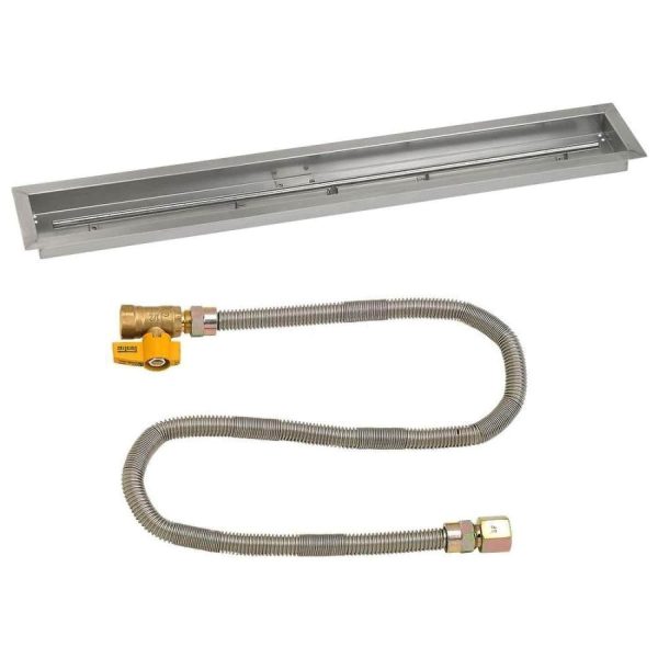 BBQGuys Signature 48 X 6 Inch Stainless Steel Linear Drop-In Fire Pit Pan with Match Light Kit - Natural Gas
