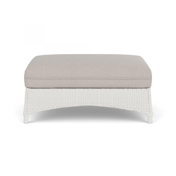 Mandalay Lloyd Loom Large Ottoman in Matte White/Remy Cloud by Lloyd Flanders