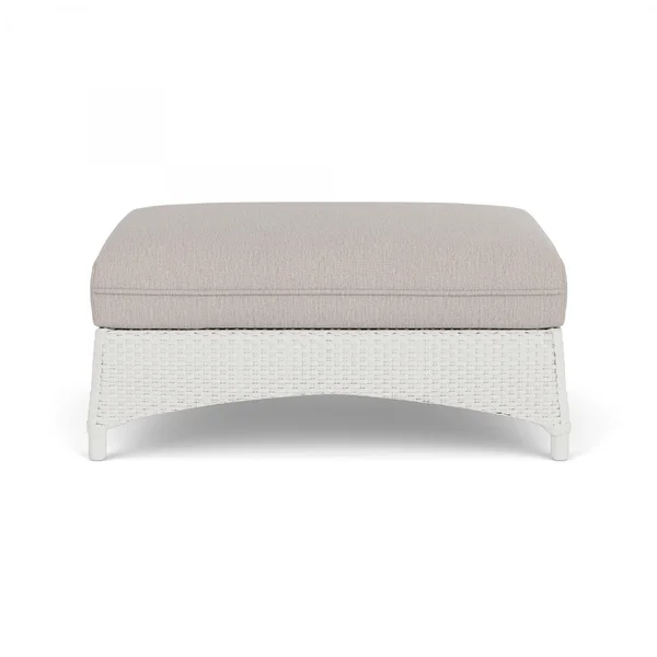 Mandalay Lloyd Loom Large Ottoman in Matte White/Remy Cloud by Lloyd Flanders
