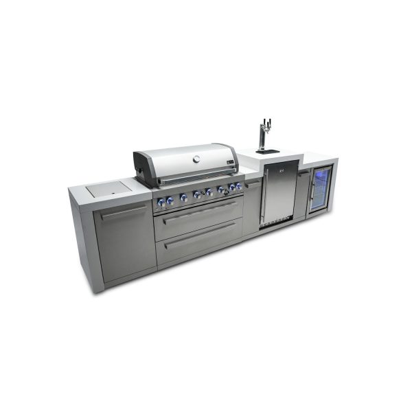 Mont Alpi 12 Ft Propane Outdoor Kitchen Island w/ Side Burner, Fridge, & Kegerator - MAi805-DKEGFC