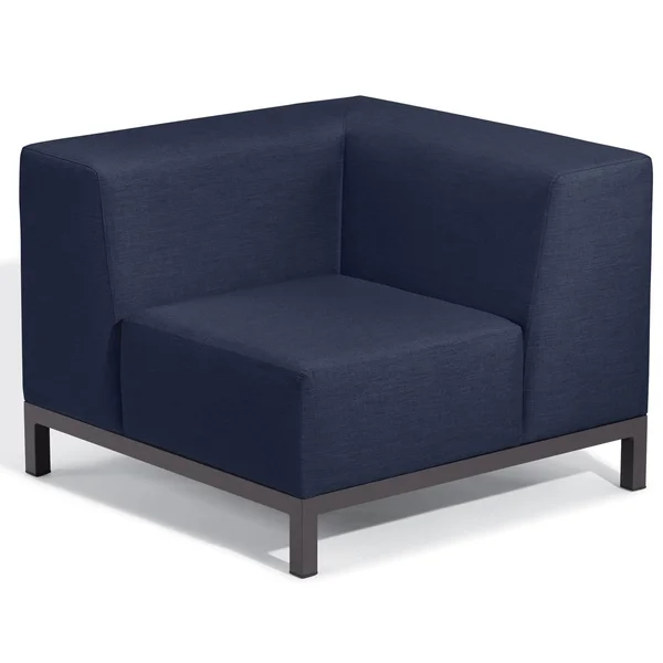 Koral Aluminum Sectional Corner Club Chair in Carbon/Spectrum Indigo by Oxford Garden