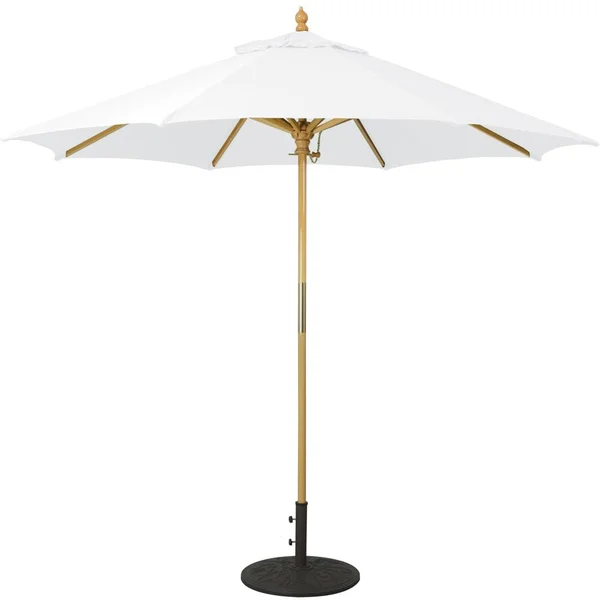 Galtech 9 Ft. Octagonal Hardwood Patio Market Umbrella W/ Push Lift - Light Wood W/ Sunbrella Canvas Natural Canopy