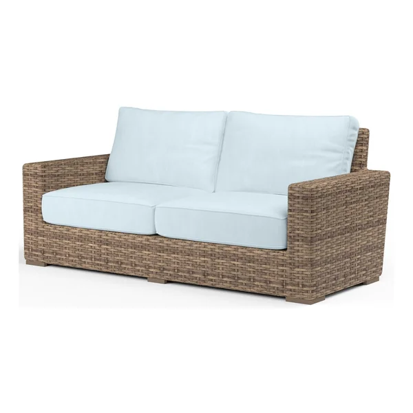 Havana Wicker Loveseat in Tobacco/Canvas Skyline by Sunset West