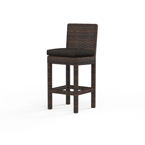 Montecito Wicker Patio Bar Stool in Spectrum Carbon w/ Self Welt By Sunset West
