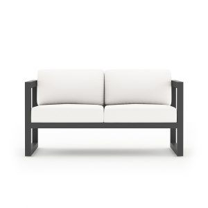 Misty Cove 2 Person Aluminum Loveseat in Slate/Canvas Natural by Lakeview Outdoor Designs