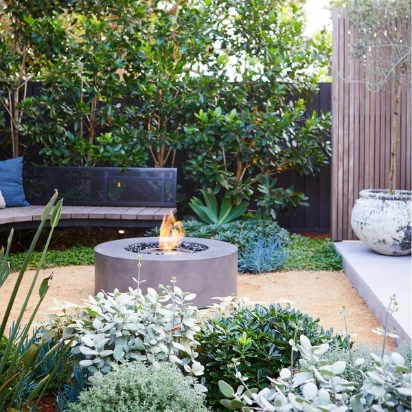 Ark 39 Inch Round Concrete Ethanol Fire Pit Table in Gray by EcoSmart Fire