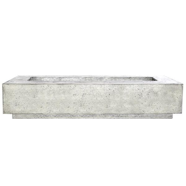 Cascata Bay 6 90 Inch Rectangular GFRC Natural Gas Fire Pit Table in Natural by Lakeview Outdoor Designs