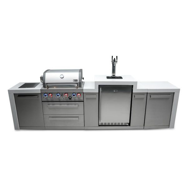 Mont Alpi 11 Ft Propane Outdoor Kitchen Island w/ Side Burner & Kegerator - MAi400-DKEG