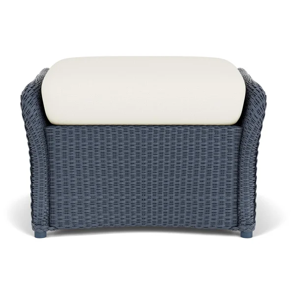 Weekend Retreat Lloyd Loom Ottoman in Denim Blue/Sailcloth Salt by Lloyd Flanders