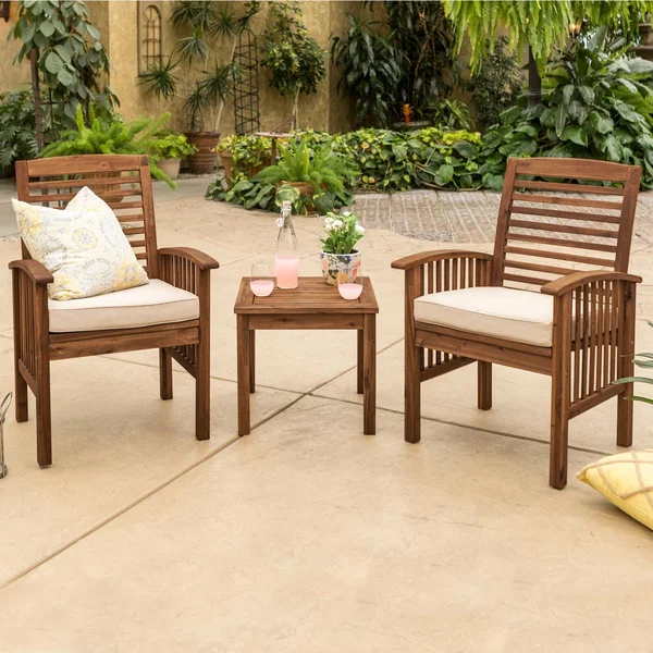 Horizon Way 3 Pc Acacia Seating Set in Dark Brown/Natural by Ultimate Patio