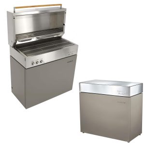 Flammkraft Model D Freestanding Grill & Model M Prep Center Module - Taupe - 1029541
