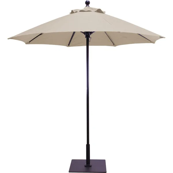 Galtech 7.5 Ft. Octagonal Aluminum Patio Market Umbrella W/ Push Lift - Black Frame W/ Sunbrella Canvas Antique Beige Canopy