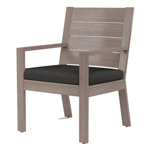 Laguna Aluminum Dining Arm Chair w/ No Welt in Driftwood/Spectrum Carbon by Sunset West