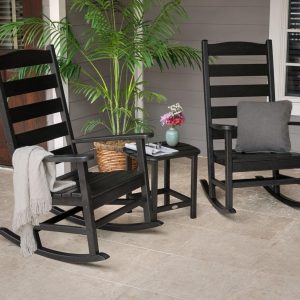 Shaker 3 Pc Recycled Plastic Seating Set in Black by POLYWOOD