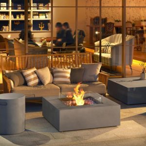 Base 39 Inch Square Concrete Natural Gas Fire Pit Table in Gray by EcoSmart Fire