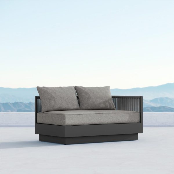 Porto Woven Rope Sectional Left Arm Loveseat in Ash/Midnight by Azzurro Living