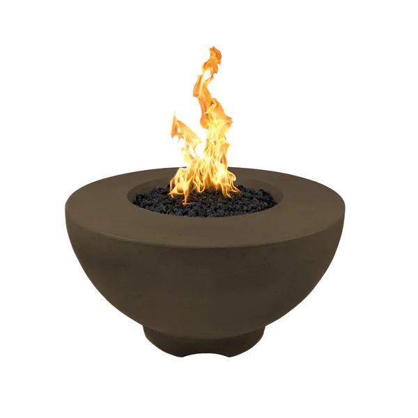 Sienna 37 Inch Round GFRC Natural Gas Fire Pit w/ Glow Plug in Chocolate by The Outdoor Plus