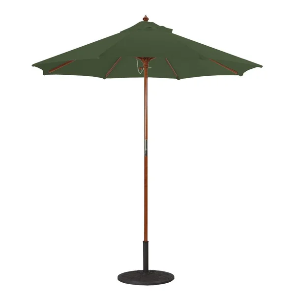Galtech 7.5 Ft. Octagonal Hardwood Patio Market Umbrella W/ Push Lift - Dark Wood W/ Sunbrella Canvas Forest Green Canopy