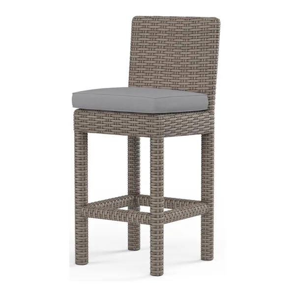 Coronado Wicker Bar Stool in Driftwood/Canvas Granite by Sunset West