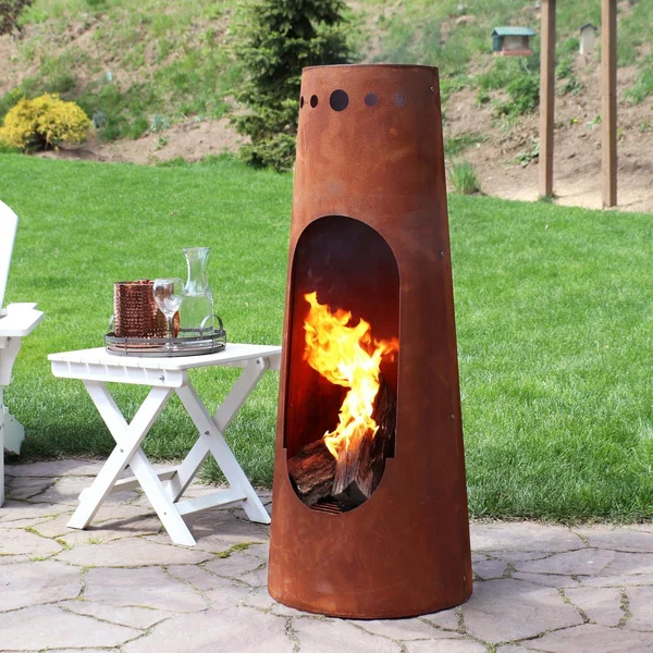 Ultimate Patio 50-Inch Steel Wood Burning Chiminea - Rust