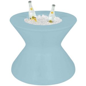 Signature 22 Inch Round Polyresin End Table w/ Ice Bucket in Frost by Ledge Lounger